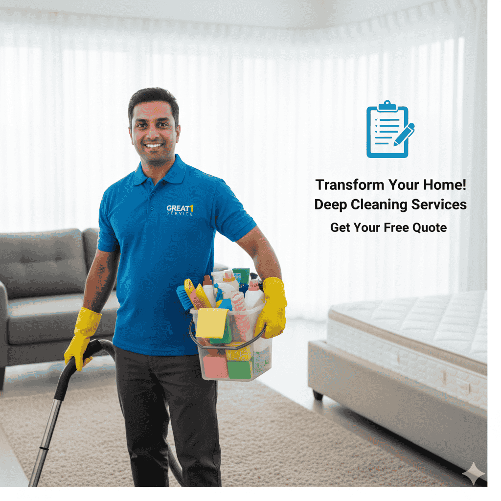 Professional cleaner with equipment